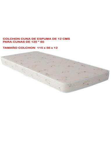 Colchón Cuna Espuma 12cm 60 x 120